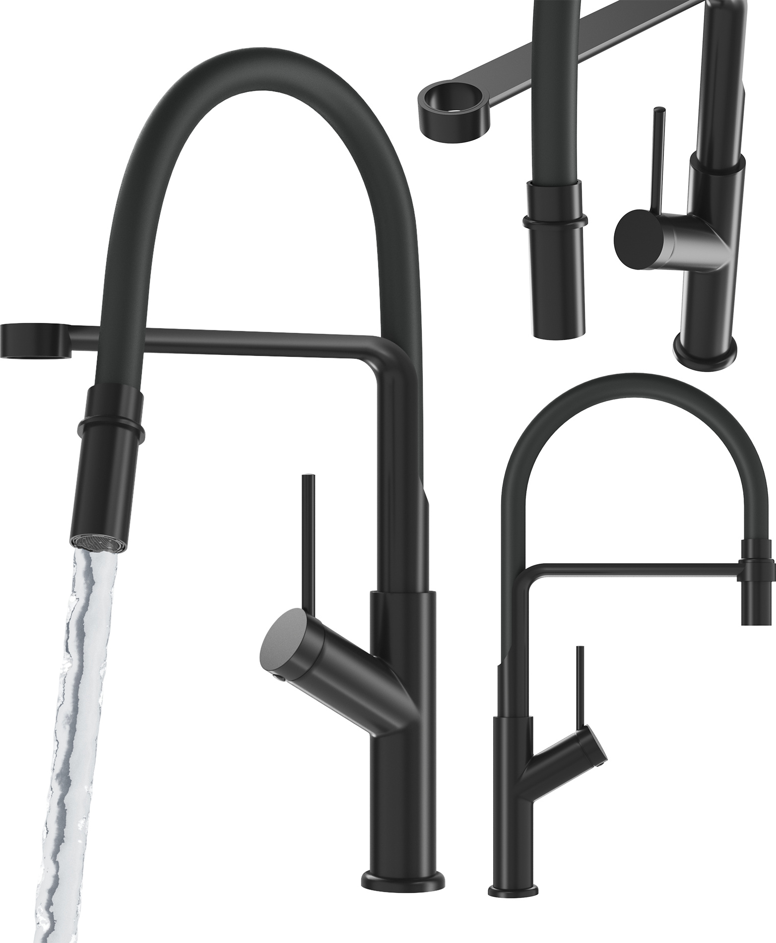 Küchenarmatur mit flexiblem Auslauf Schwarz Spültischarmatur Vasto
