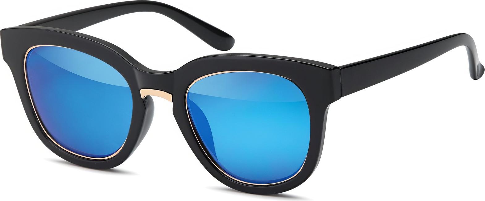 styleBREAKER Nerd Sonnenbrille mit breitem Kunststoff Rahmen und Metall umrandeten Oval Flachgläsern, Kunststoff Bügel, Damen 09020082