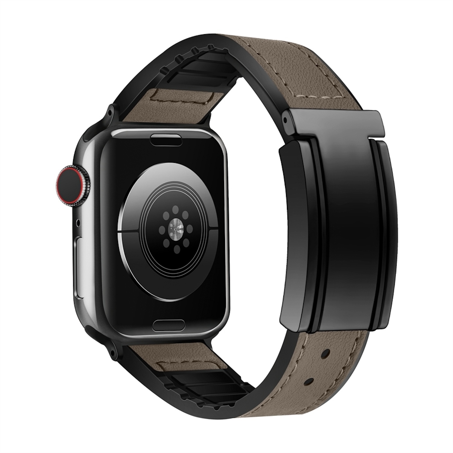 Pre Apple Watch SE 2023 44mm vysokokvalitná umelá koža / silikónová magnetická pracka Náhradný pás na ruku Brown