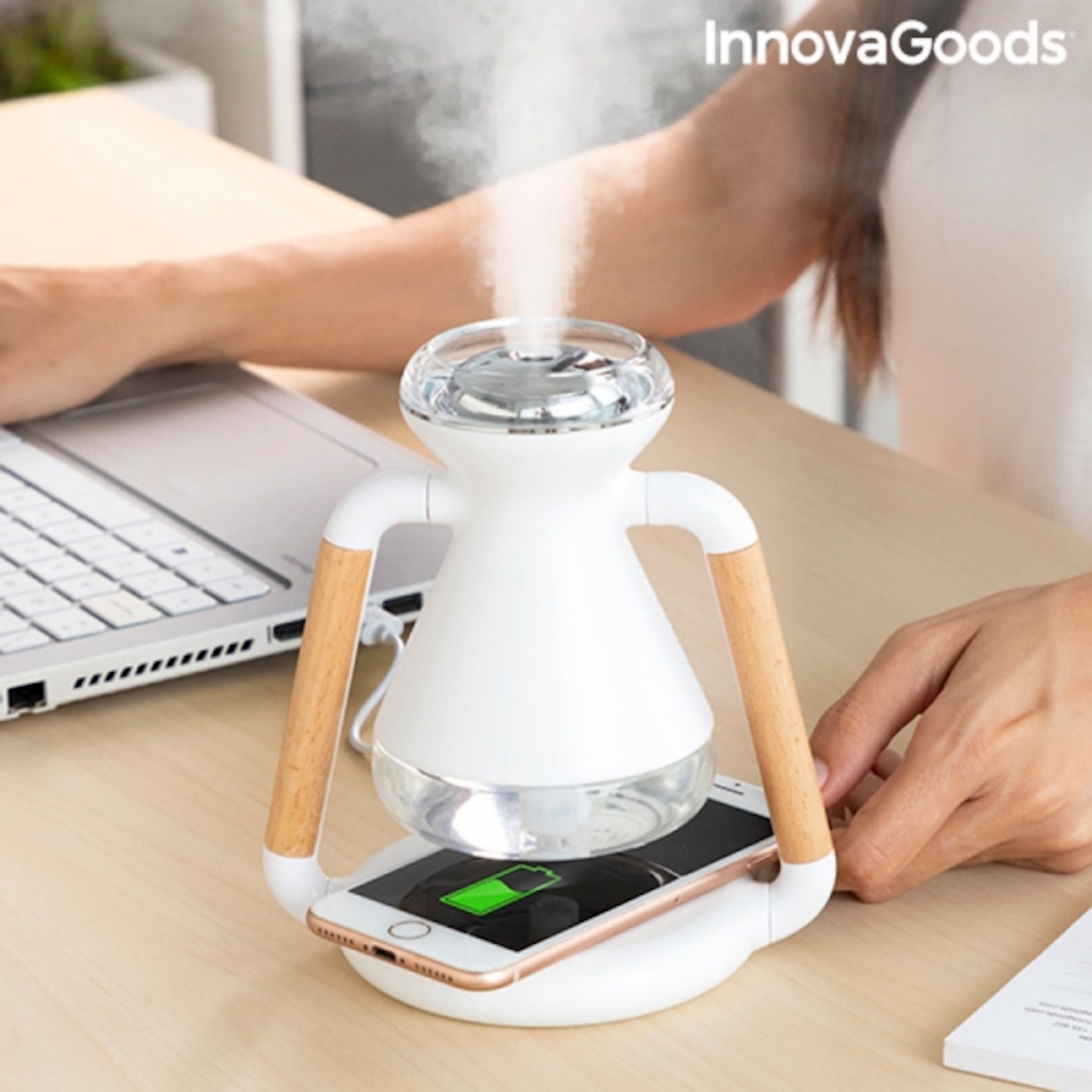 Luftbefeuchter, Aroma Diffuser und kabelloses Ladegerät, 3-in-1 Misvolt InnovaGoods 103223