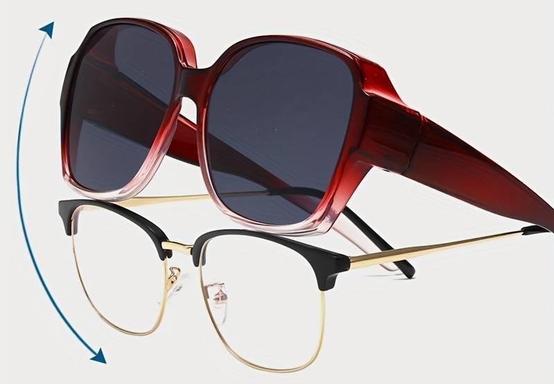 GKA A Überzieh Sonnenbrille für Brillenträger rot Fit Over Übersonnenbrille Überziehbrille Überbrille Damen und Herren UV-Schutz