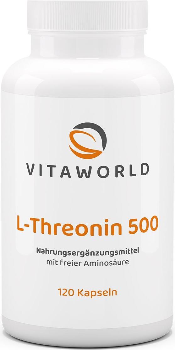 Vitaworld L-Threonin 500 | 120 Kapseln | 500 mg L-Threonin pro Kapsel | hergestellt in Deutschland | vegan 13364040