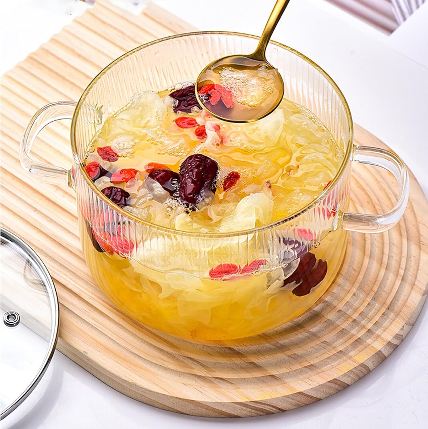 BundiGlassware 1,8 l Glaskochtopf mit Deckel – Hitzebeständiges Borosilikatglas für den Herd, Simmertopf für Suppe, Milch, Babynahrung KF0907KAYA067