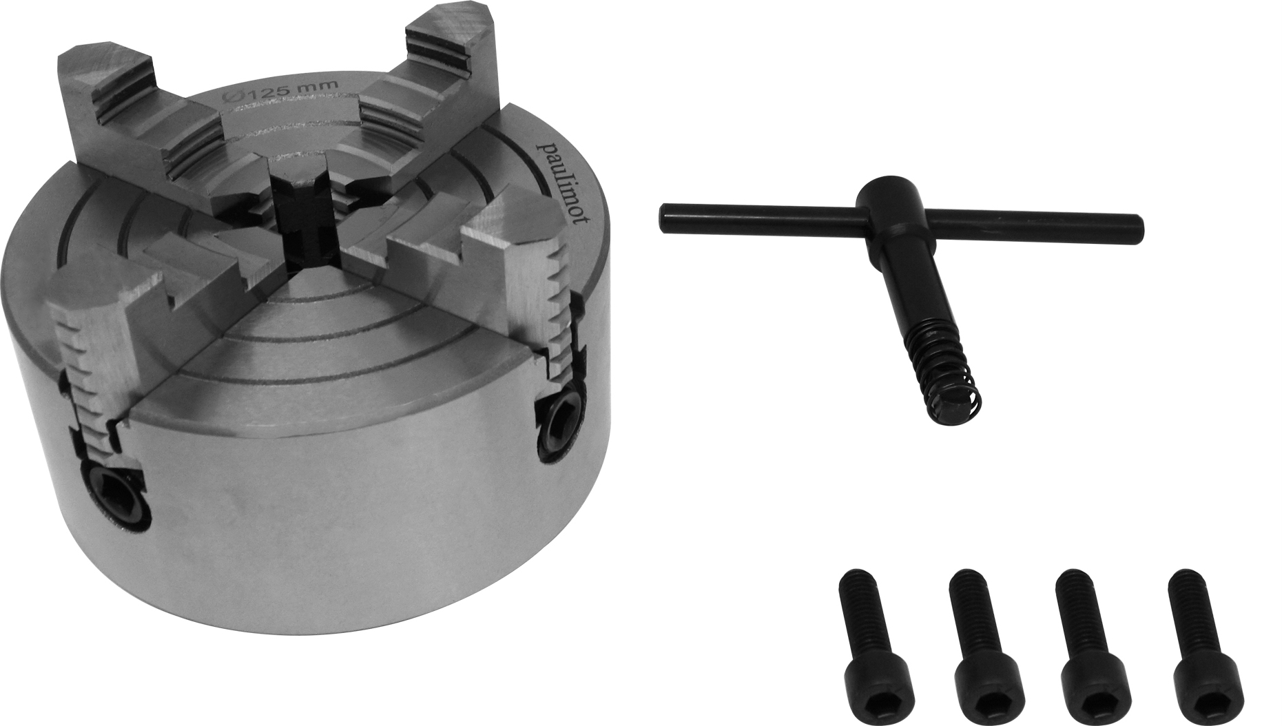 PAULIMOT Vierbackenfutter für Drehbank, 125 mm, einzeln verstellbare Backen 4053