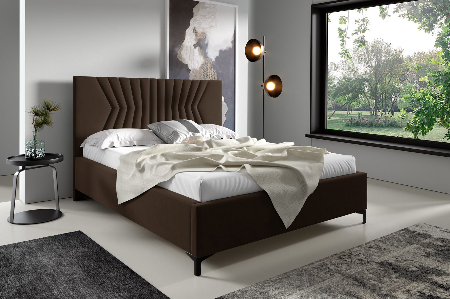 Čalúnená posteľ 160x200 ODETA 10 - hnedá