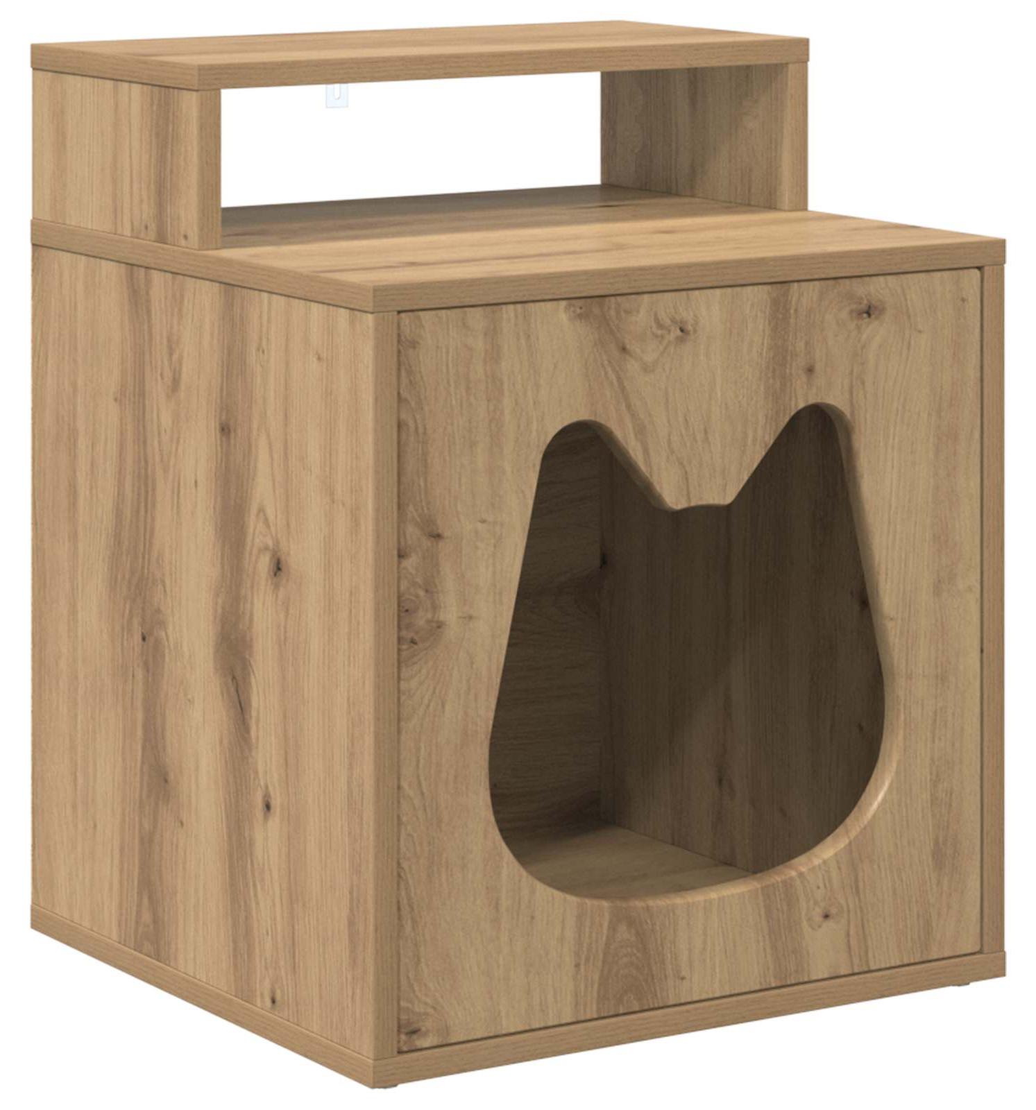 vidaXL Katzenhaus Kunsthandwerk Eiche 42,5 x 40 x 53,5 cm 8000697