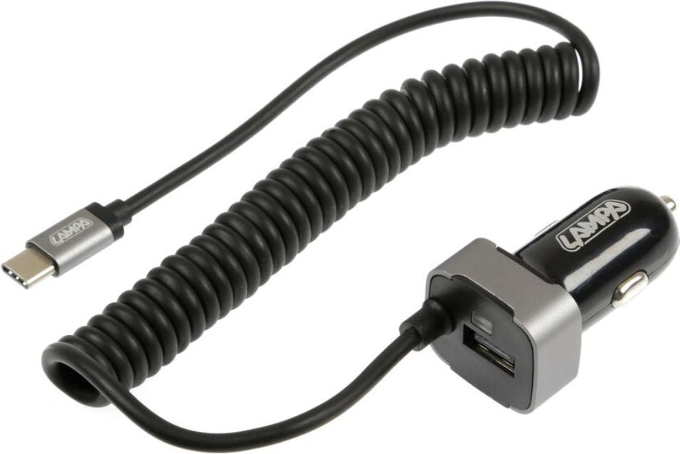 Nabíjačka batérií Lampa USB Type-C s 1 portom USB - rýchle nabíjanie - 3000 mA - 12/24 V