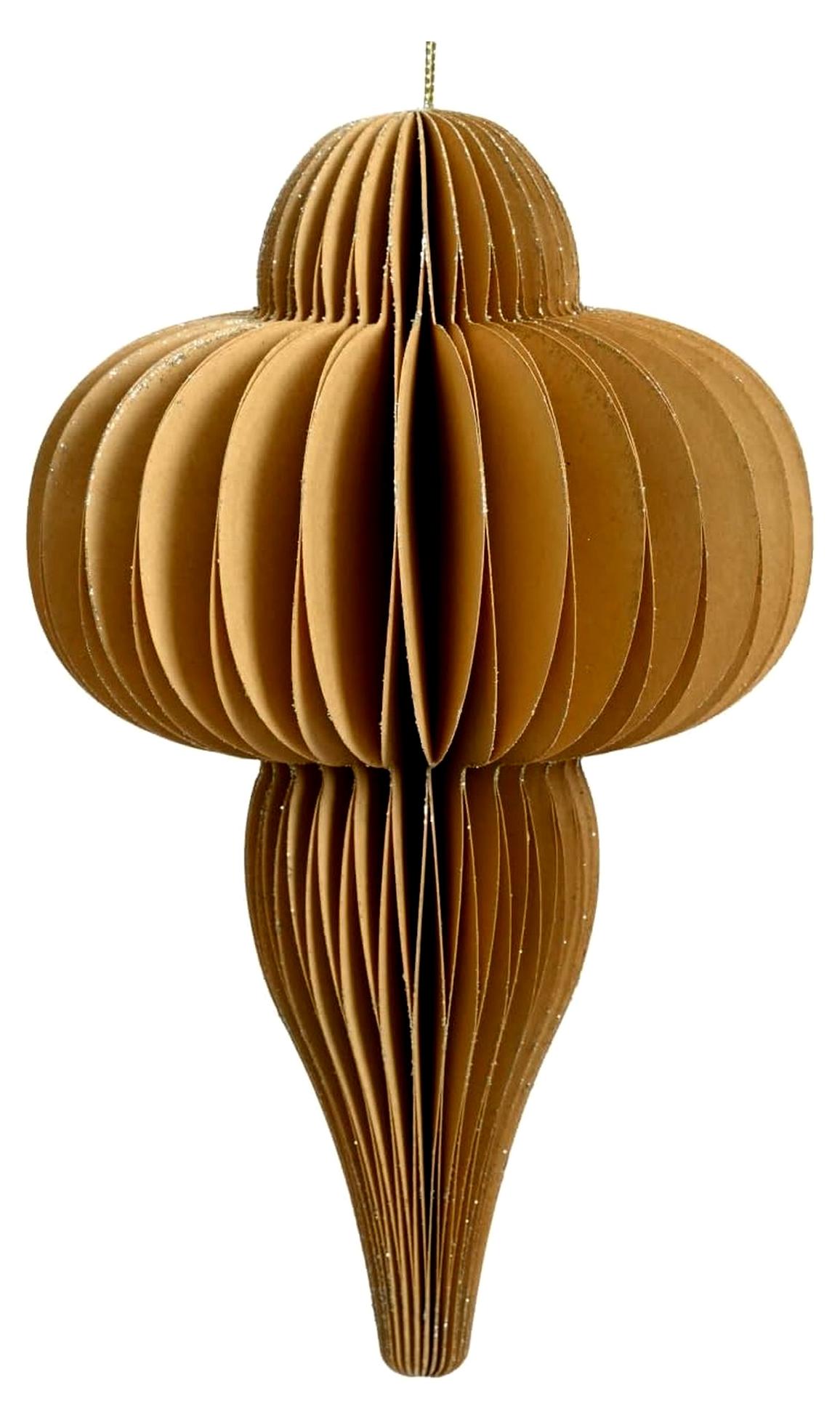 Markenlos Dekoratives Papier-Ornament, sandfarben mit lebhaftem Gelbton, 40 cm