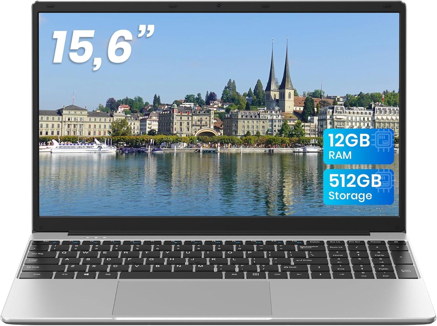 Jumper Laptop 15,6 Zoll FHD IPS Notebook 12GB RAM 512GB SSD Intel 5205U USB 3.0 Typ C WLAN Bluetooth für Arbeit Schule