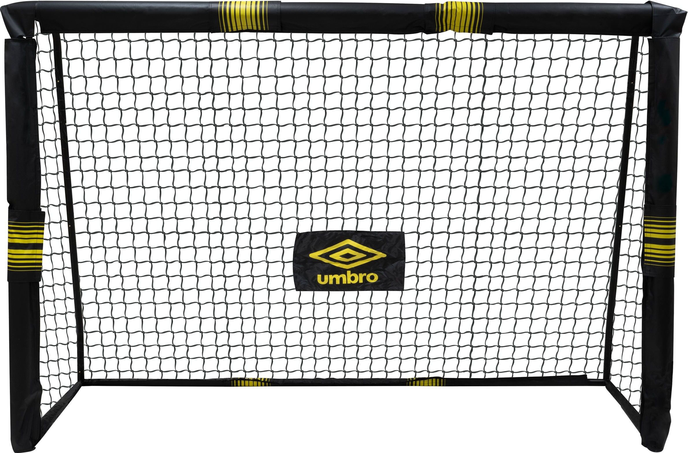 Umbro Fußballtor - Fussballtor 240 x 160 x 8 cm - Fußball Tor - Fussballtore für Garten Kinder und Erwachsene - Fussball Trainingszubehör für Innen und Außen - Metall - Schwarz/Gelb