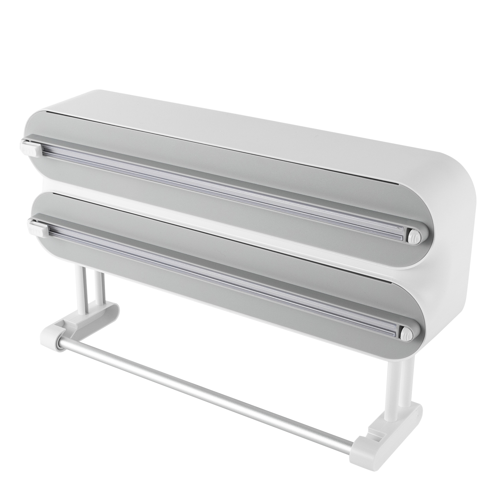 easybuy 3 in 1 Frischhaltefolienspender Grau für die Küche für Frischhaltefolie, Alufolie, Backpapier und Küchenpapier Wandmontiert 4514854854847