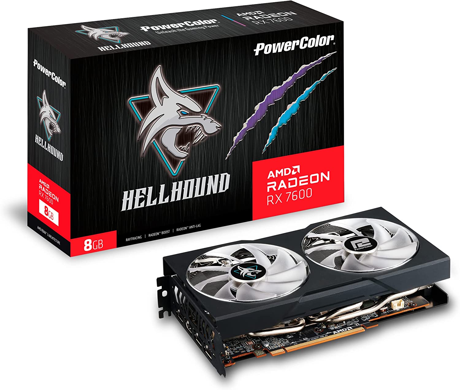 Power Color Radeon RX 7600 Hellhound 8GB GDDR6 RX 7600 8G-L/OC