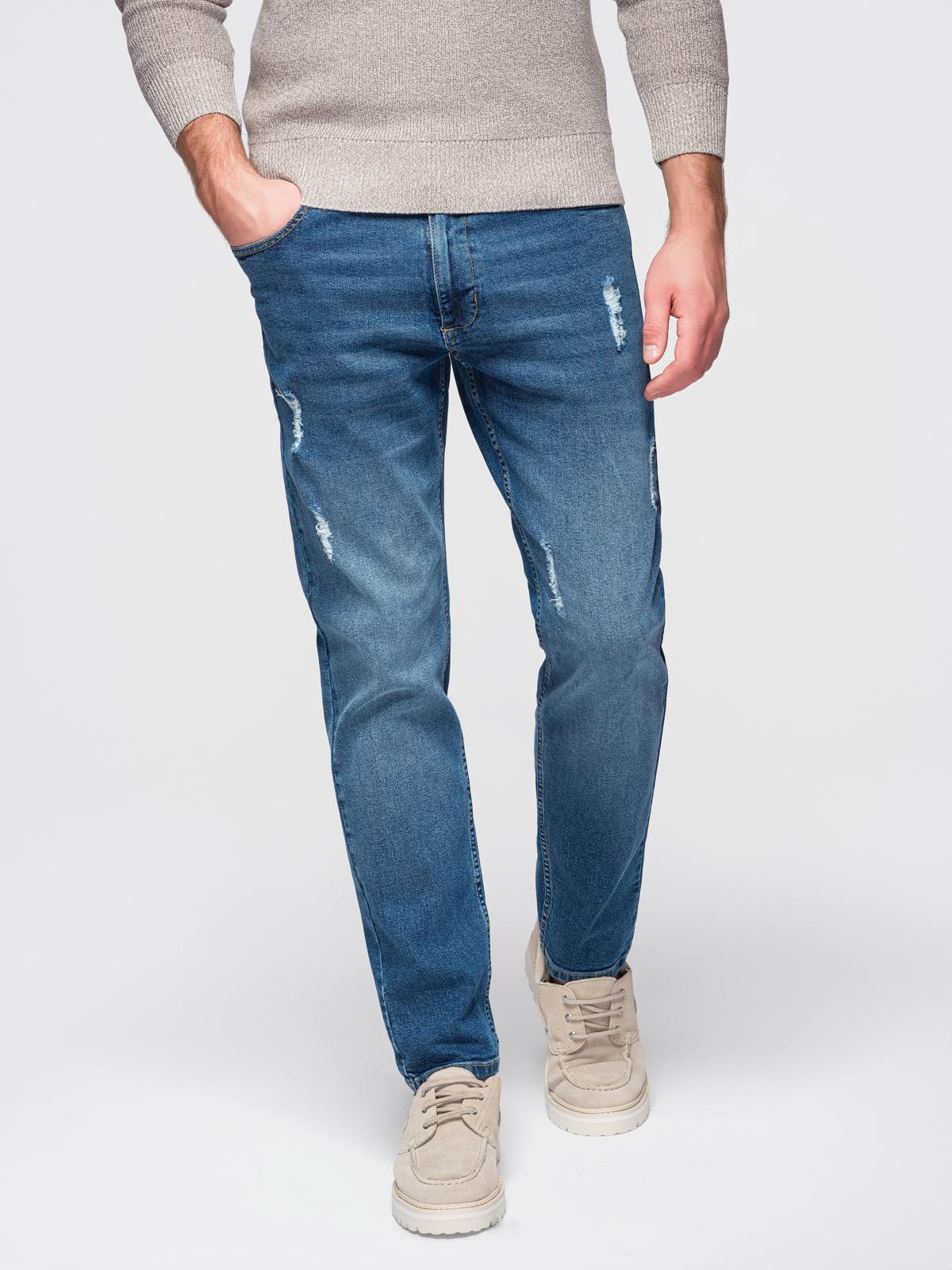 Ombre Clothing Herren-Slim-Fit-Jeans mit Abnutzungen - dunkelblau V2 OM-PADP-0255 S