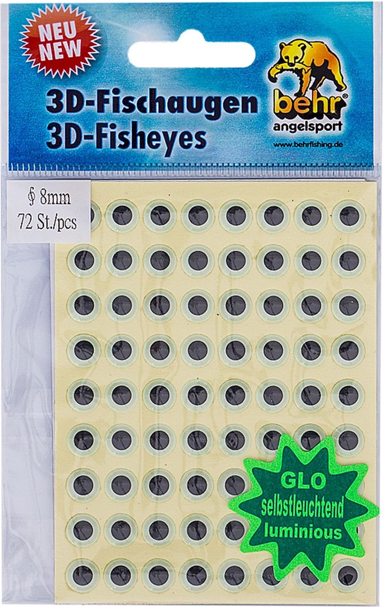 Behr Angelsport GmbH 3D Fisch Augen Leuchtaugen glow black 8 mm