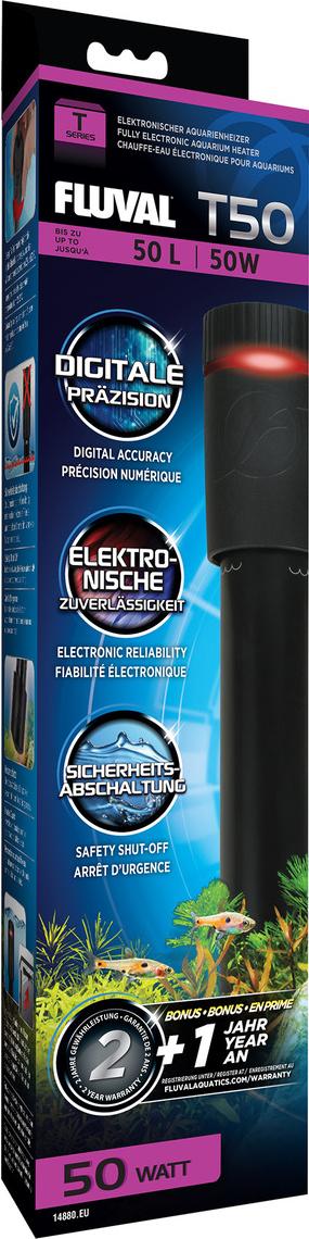 Fluval T50 Aquarienheizer 50 W, 26,6 cm lang, tauchbar, für Aquarien bis 50 Liter 14880