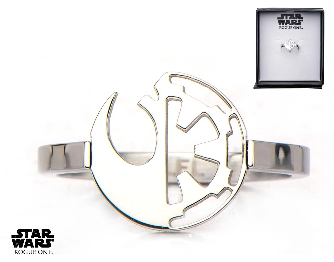The Other Star Wars – Damenring aus Edelstahl „Rebel Empire Cut“ – Größe 6