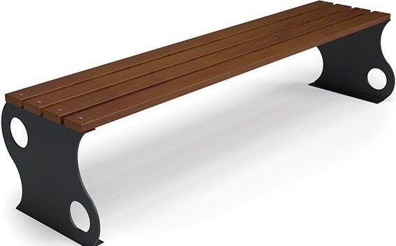 Sonstige Gartenbank ohne Rückenlehne Parkbank Sitzbank Stadtbank Bank Holz Stahl Braun