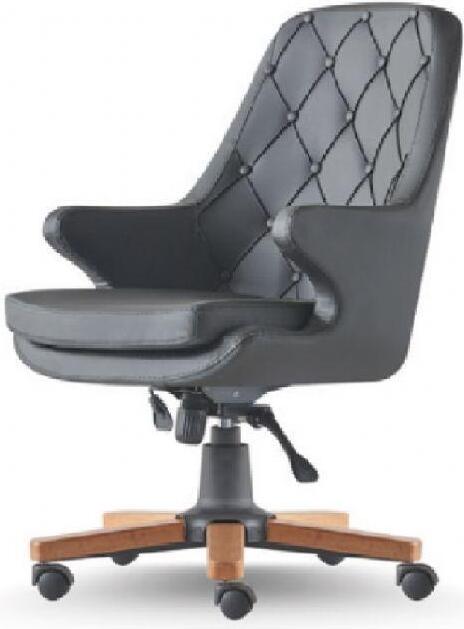 Bürostuhl Chesterfield Knöpfe Klassisch Leder Schwarz Arbeitszimmer Büro