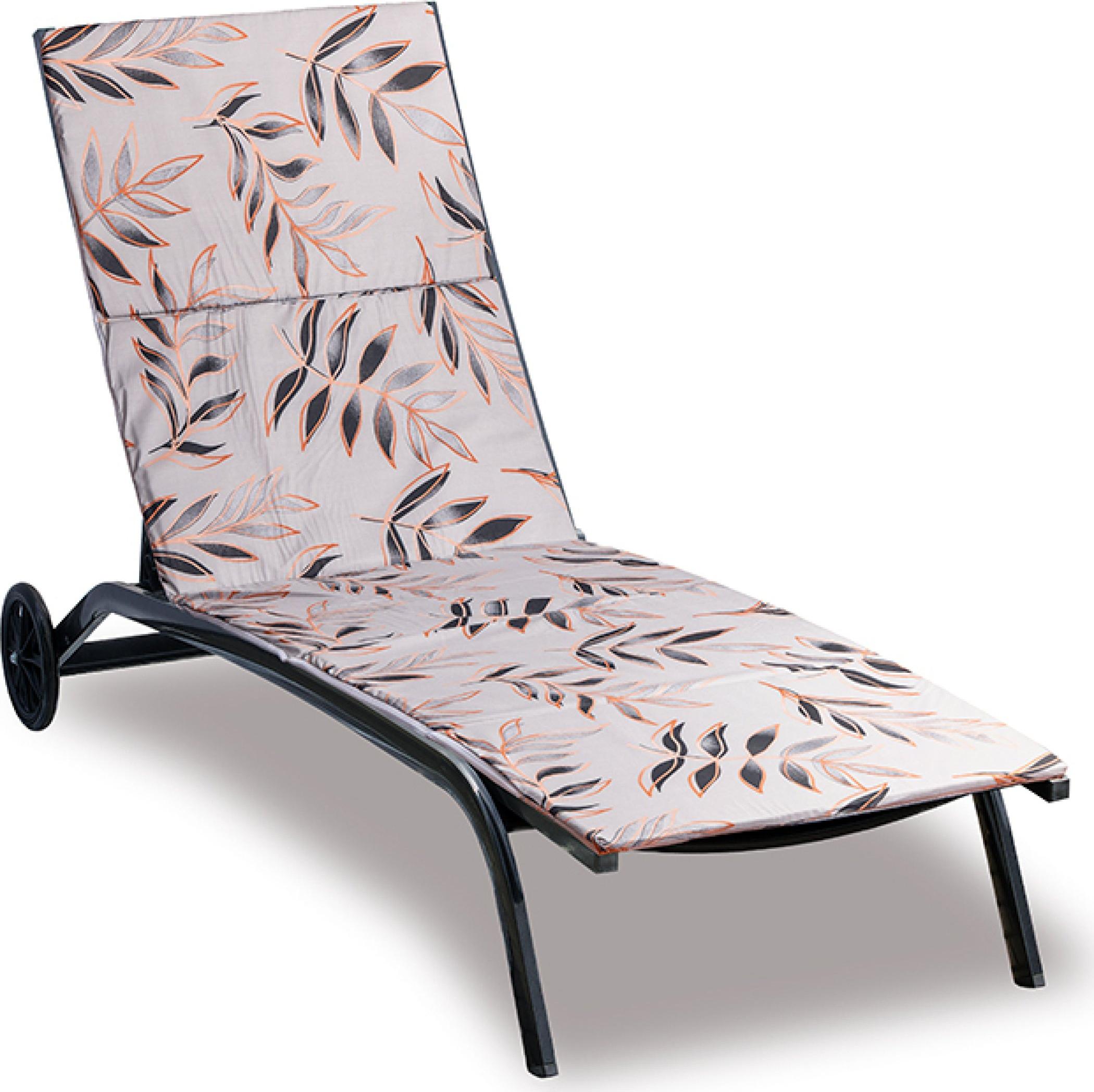 Vankúš na plážové lehátko - poťah na zips - 55x195 cm - sivý,oranžový