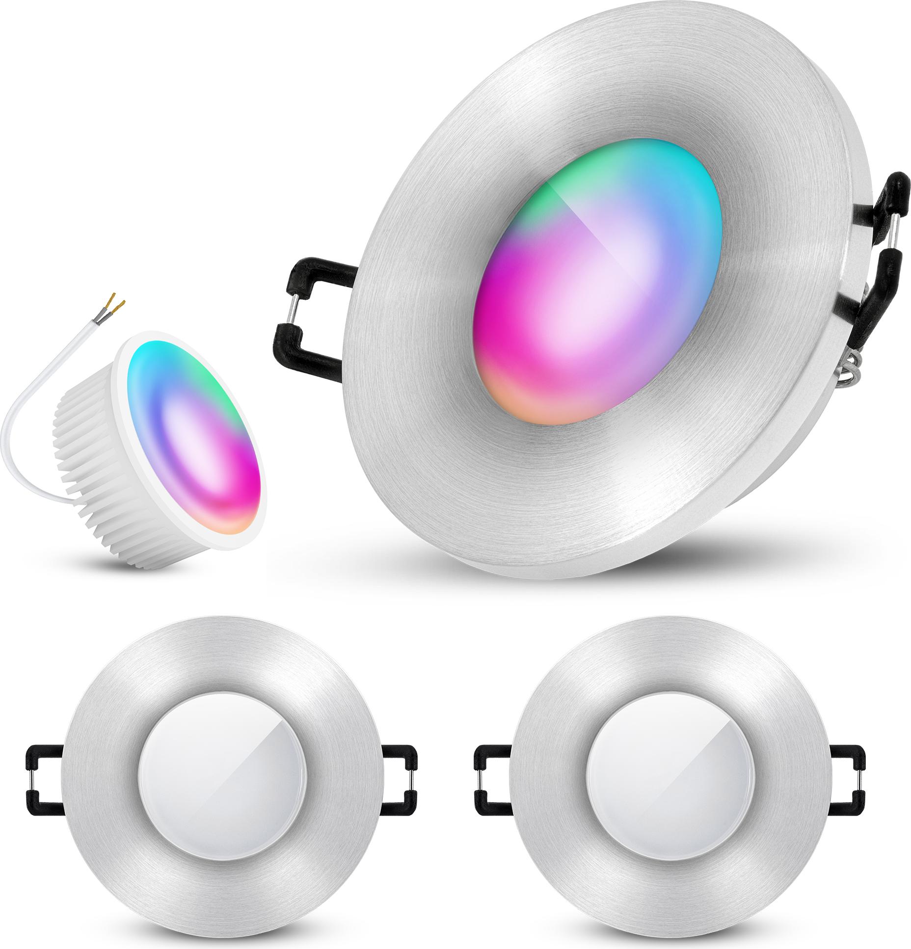 SSC-LUXon 3x BEDA IP65 LED Spot extra flach für Außen & Bad mit WLAN Smart Lampe RGB CCT - Einbauspot kompatibel mit Alexa, Siri & Google SSC-4224