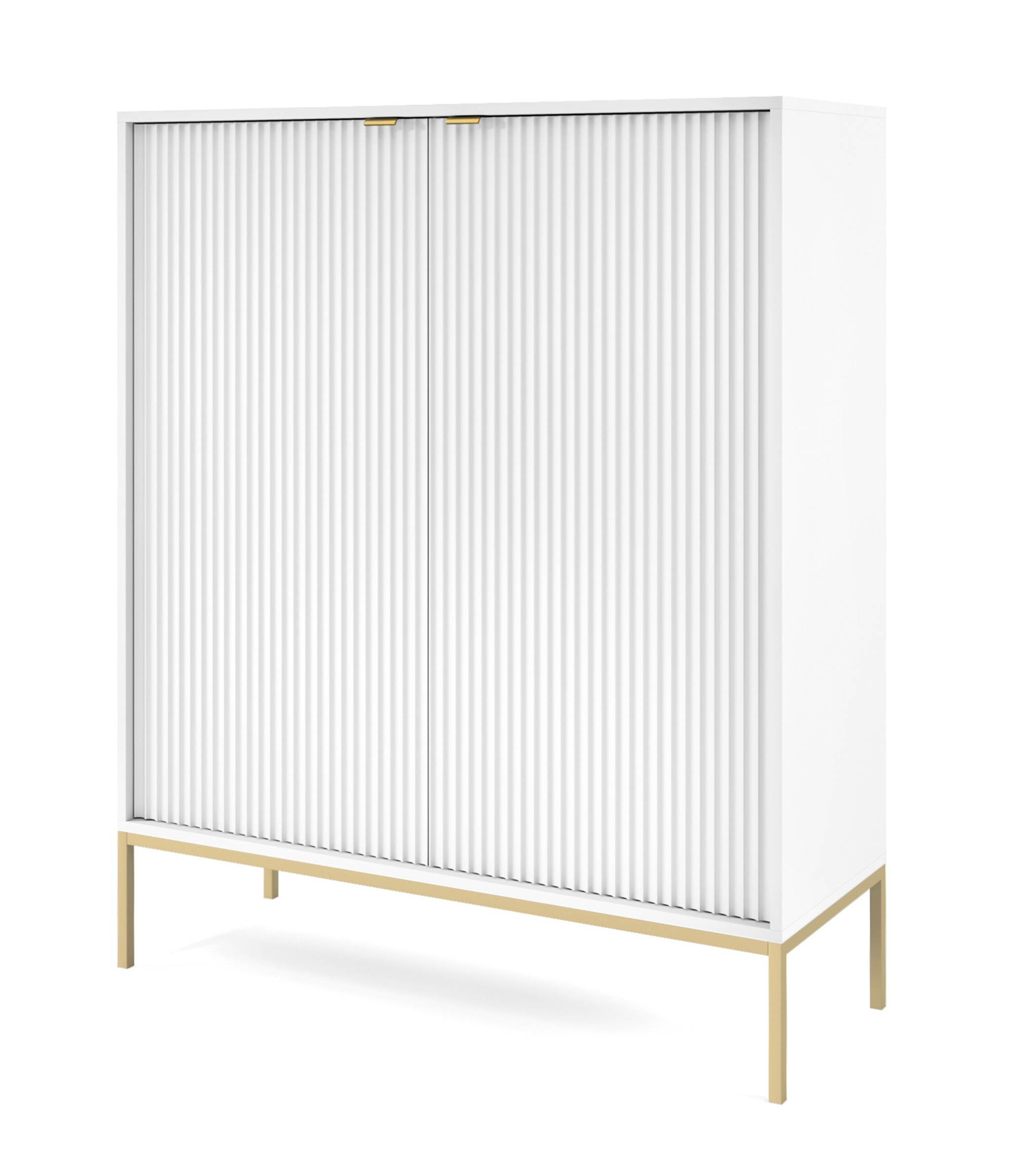 AX LIVING Modern Kommode Eternas K104 mit Lamellenfront 104 cm Weiß N2089