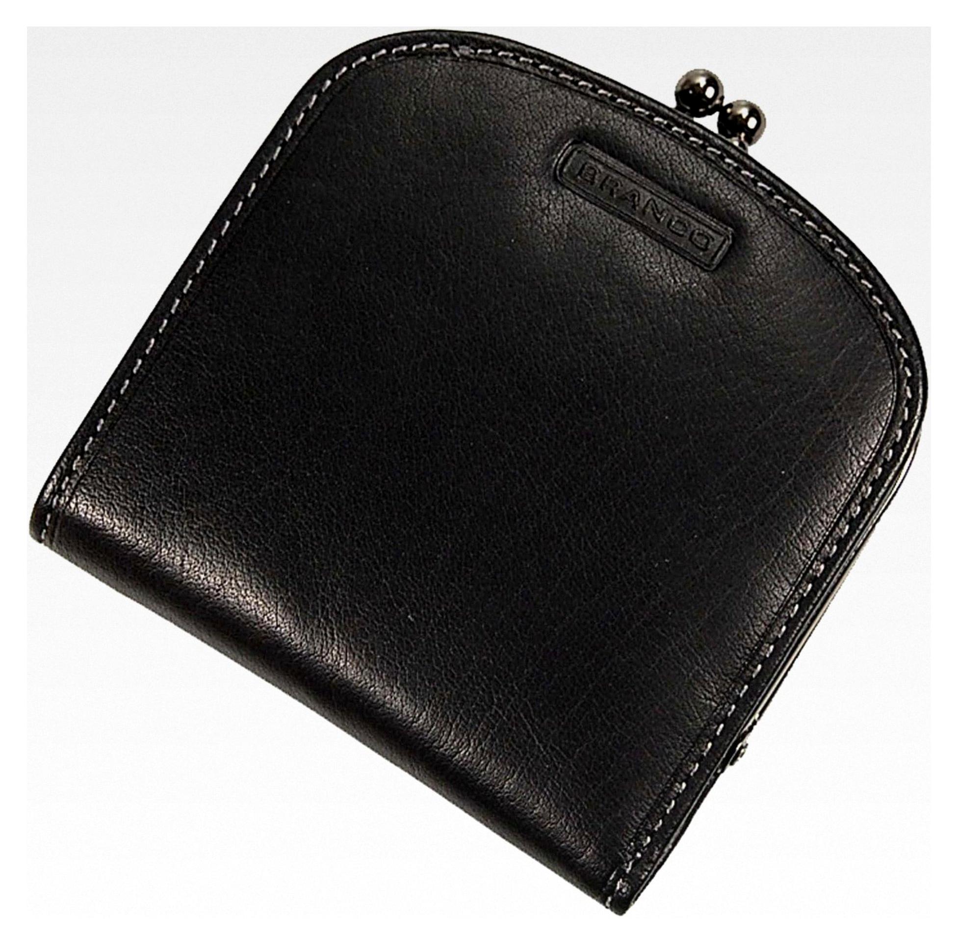 Markenlos Damen Geldbörse aus Leder (Schwarz)