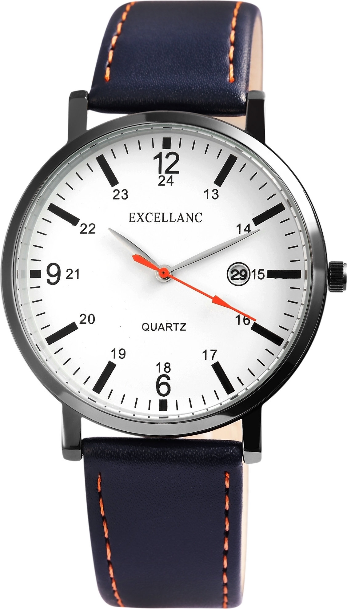 Excellanc Herren-Armbanduhr mit Quarzwerk, analoger Anzeige und Datumsfunktion, Armband aus Kunstleder 2900125-004