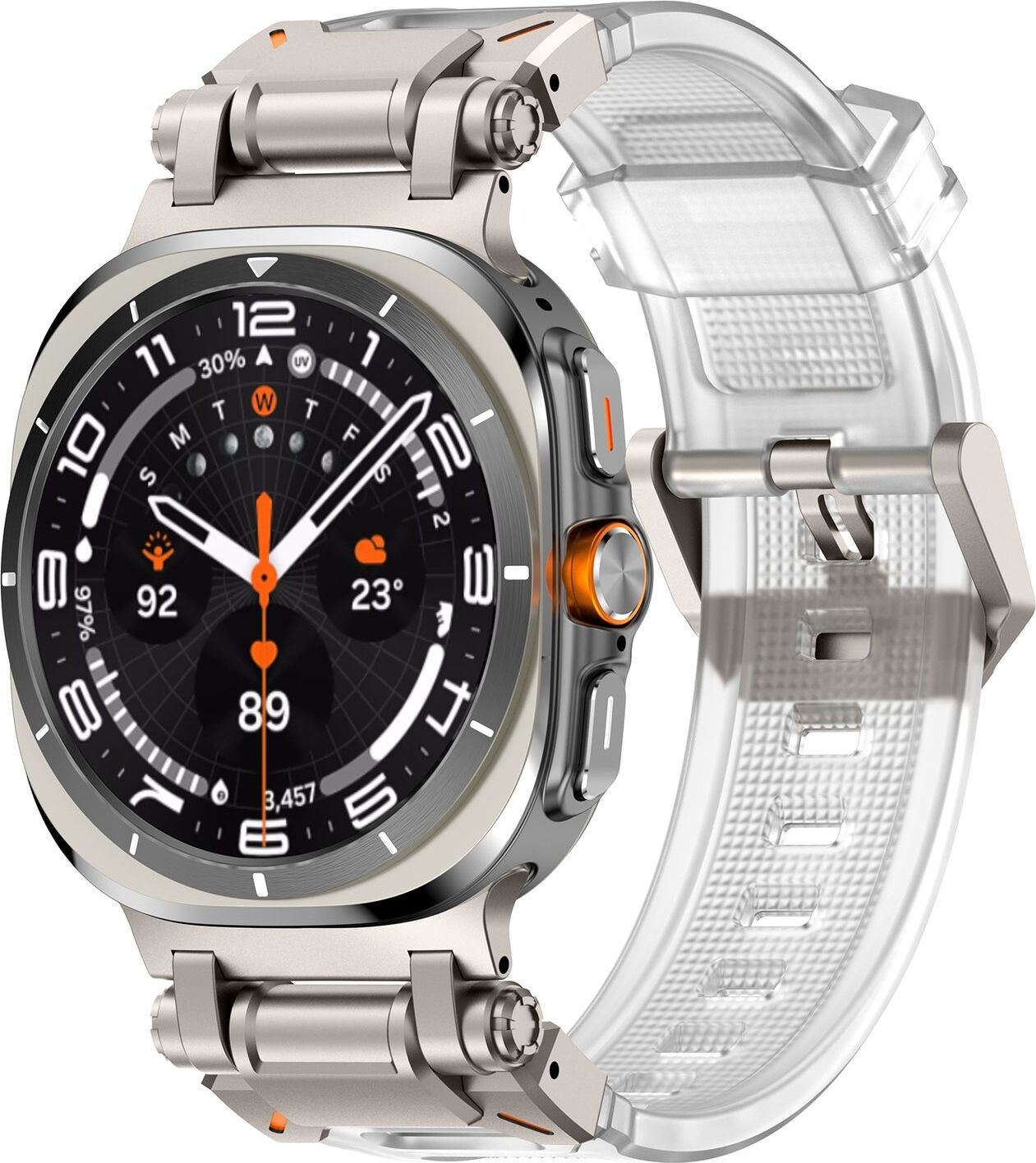 Pre Samsung Galaxy Watch Ultra 47 mm silikónový pásik na ruku z titánovej zliatiny