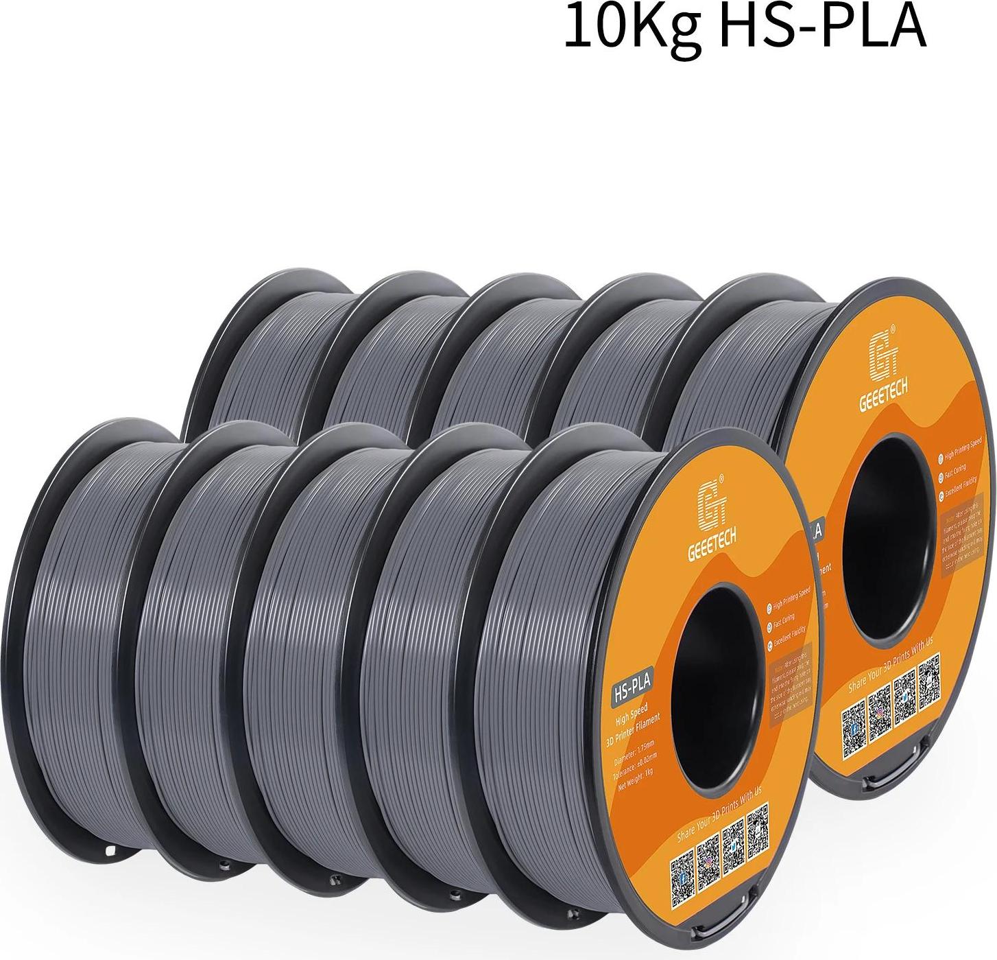 StarTech PLA 3D-Drucker Filament - FDM - Durchmesser 1,75 mm - Spule 1 kg - High-Speed-Druck - Schnelles Aushärten - Hohe Druckqualität - Grau
