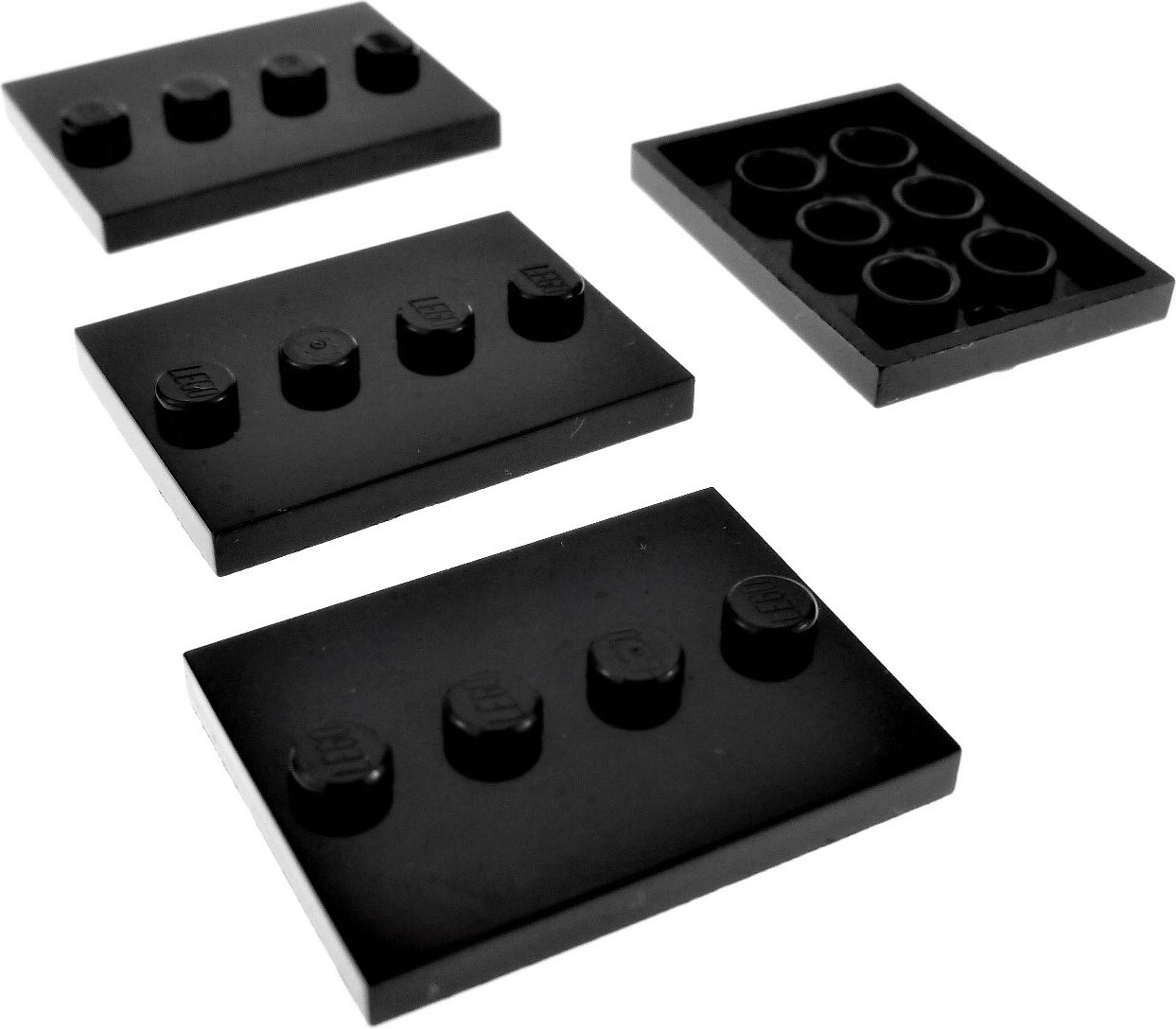 4x Lego Fliese modifiziert 3x4 schwarz Minifiguren Stand Platte 17836 88646