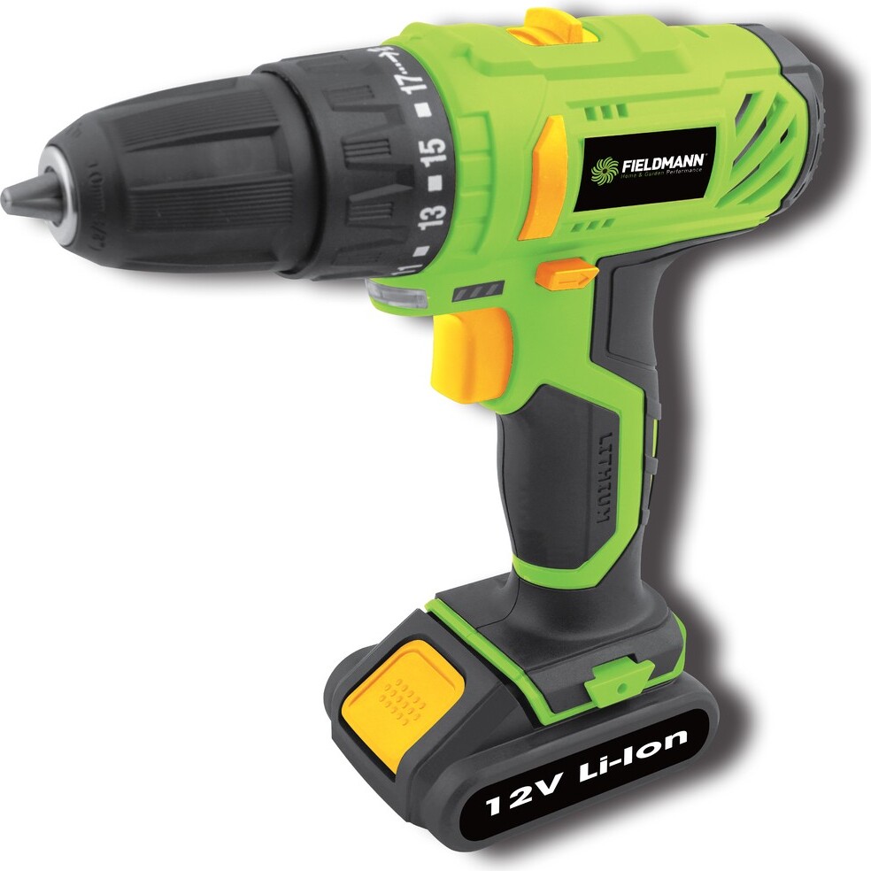 FIELDMANN FDV 10201-A AKU vŕtačka, Li-Ion 12 V / 1300 mAh, voľnobežné otáčky: 0-400 / 0-1350 min-1, max. priemer vŕtania 10 mm