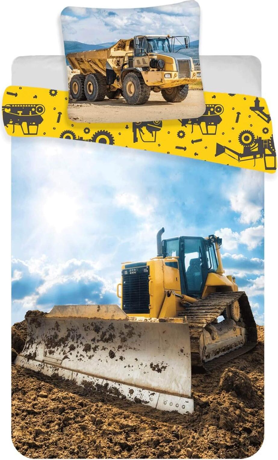 BrandMac Bulldozer Baby Bettwäsche Bettbezug 100 x 135cm, Kopfkissenbezug 40 x 60cm, Baumwolle 100095 1190