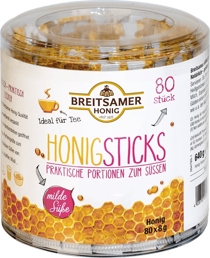 Breitsamer + Ulrich Breitsamer Honig Zwerge Akazie Honigsticks mit milder Süße 640g 33435