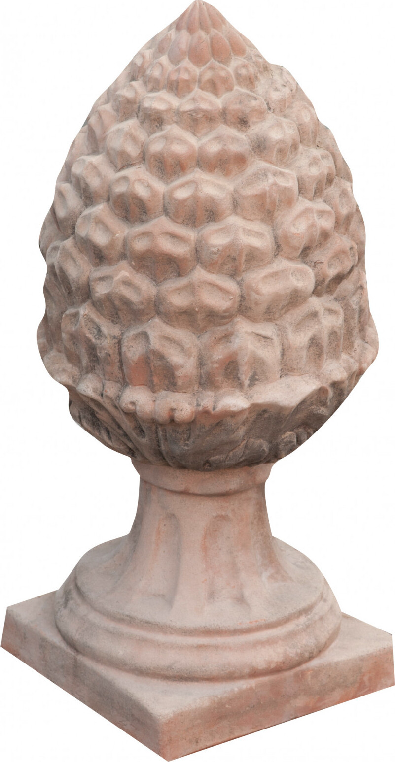 Shabby Haus Veralteter Tannenzapfen aus toskanischer Terrakotta L28xPR28xH68 cm Italy K-T0309