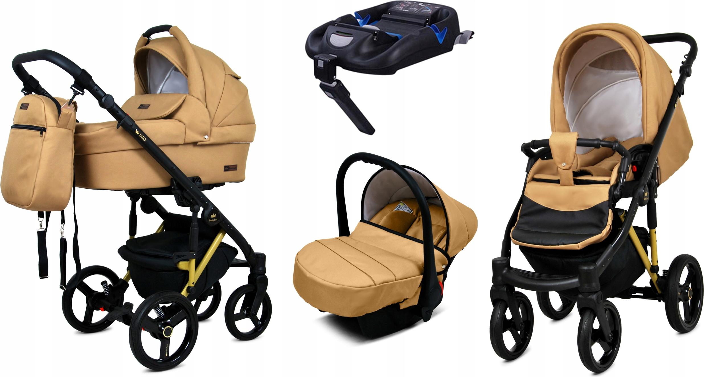 BabyLux UZO | 4in1 Kinderwagen Set | Sand Pearl | Kombikinderwagen | Kinderwagenset | Isofix-Ba