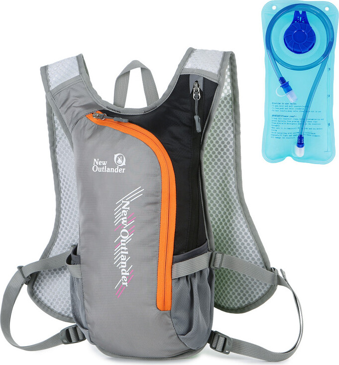 ele eleoption Trinkrucksack, Wasserrucksack mit 2L Wasserblase, Outdoor-Rucksack mit Trinksystem, Grau
