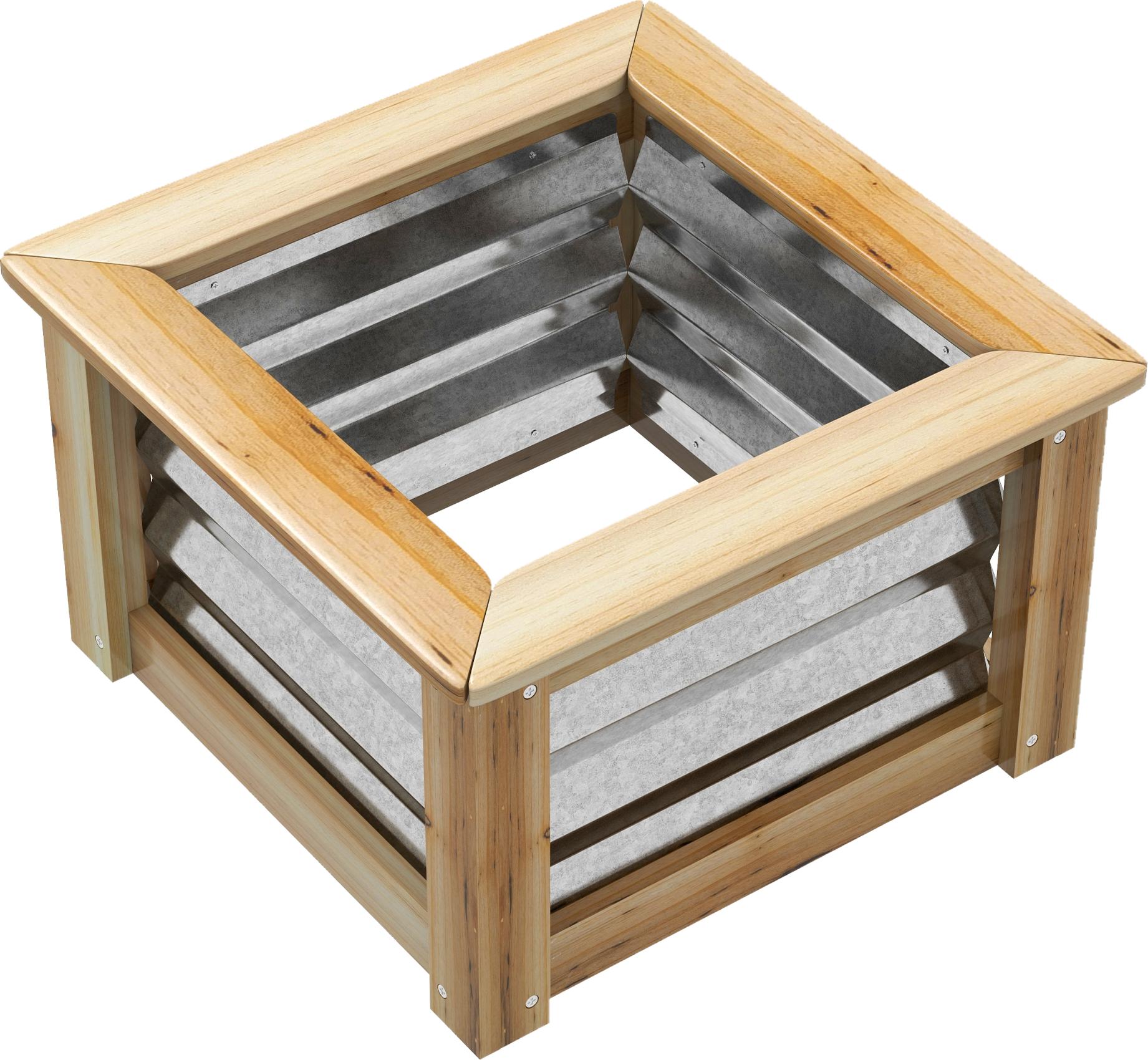 Slyrun Hochbeet, selbstentwässernd, offener Boden, Metall+Holz, 45 x 45 x 30cm KAUF-VIST-84H-003V00ND-029