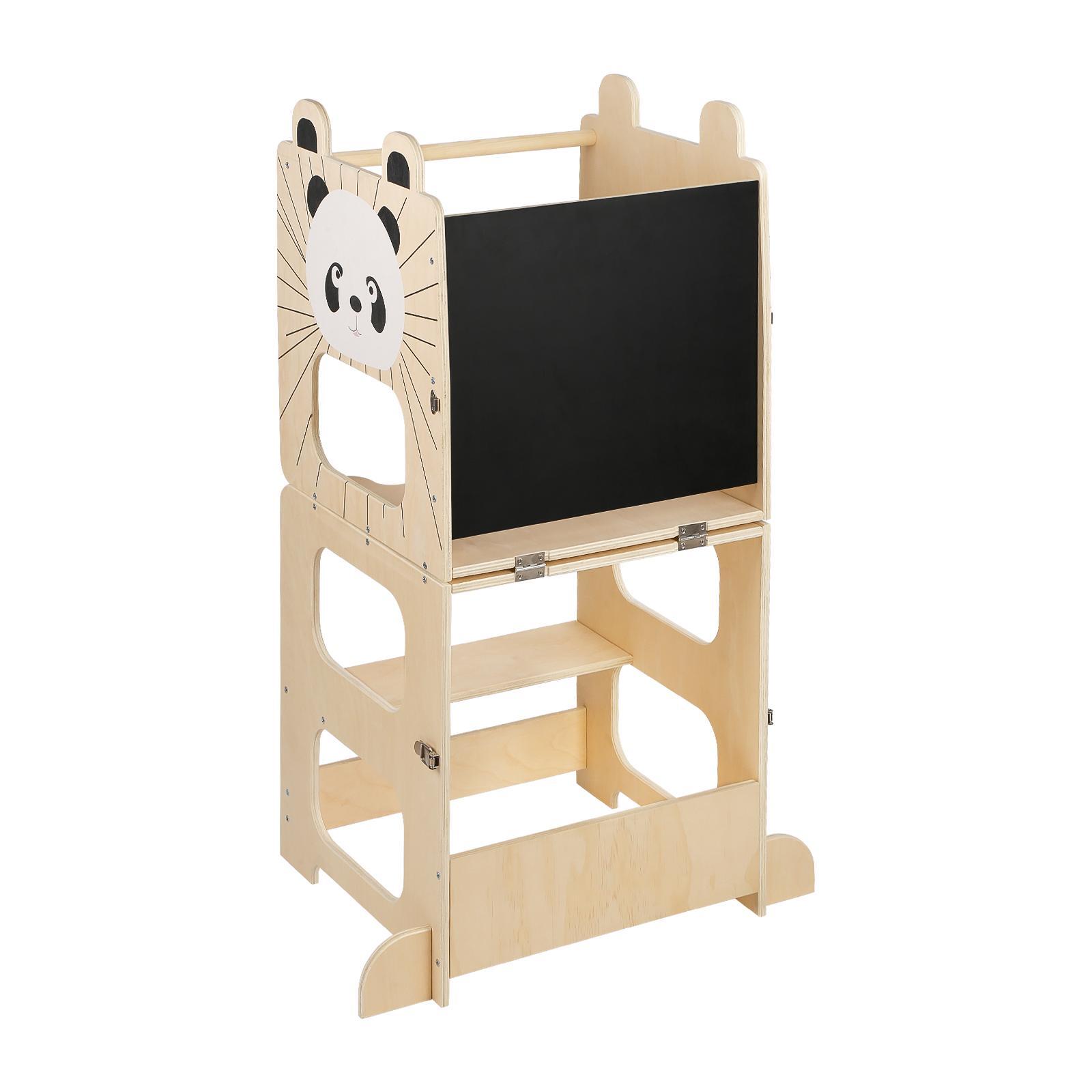 DazHom Lernturm für Kinder,Faltbarer Lernturm mit Kreidetafel,Multifunktion 2 in 1 Lerntower Stehhilfe Lernturm für Küche Tisch Bad Lernstuhl 87x42x38.5cm 584201