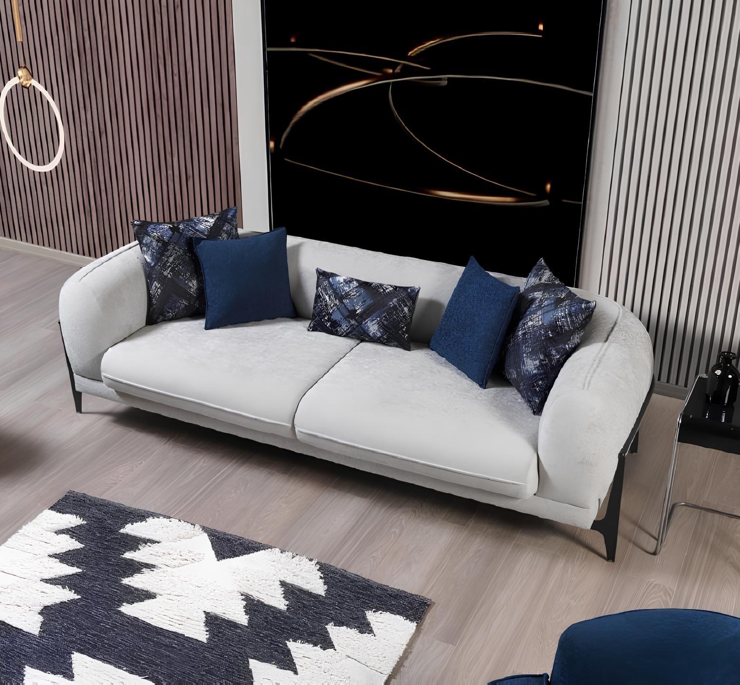 Moderner Dreisitzer Stoffmöbel Wohnzimmer Couch Designermöbel Sofas