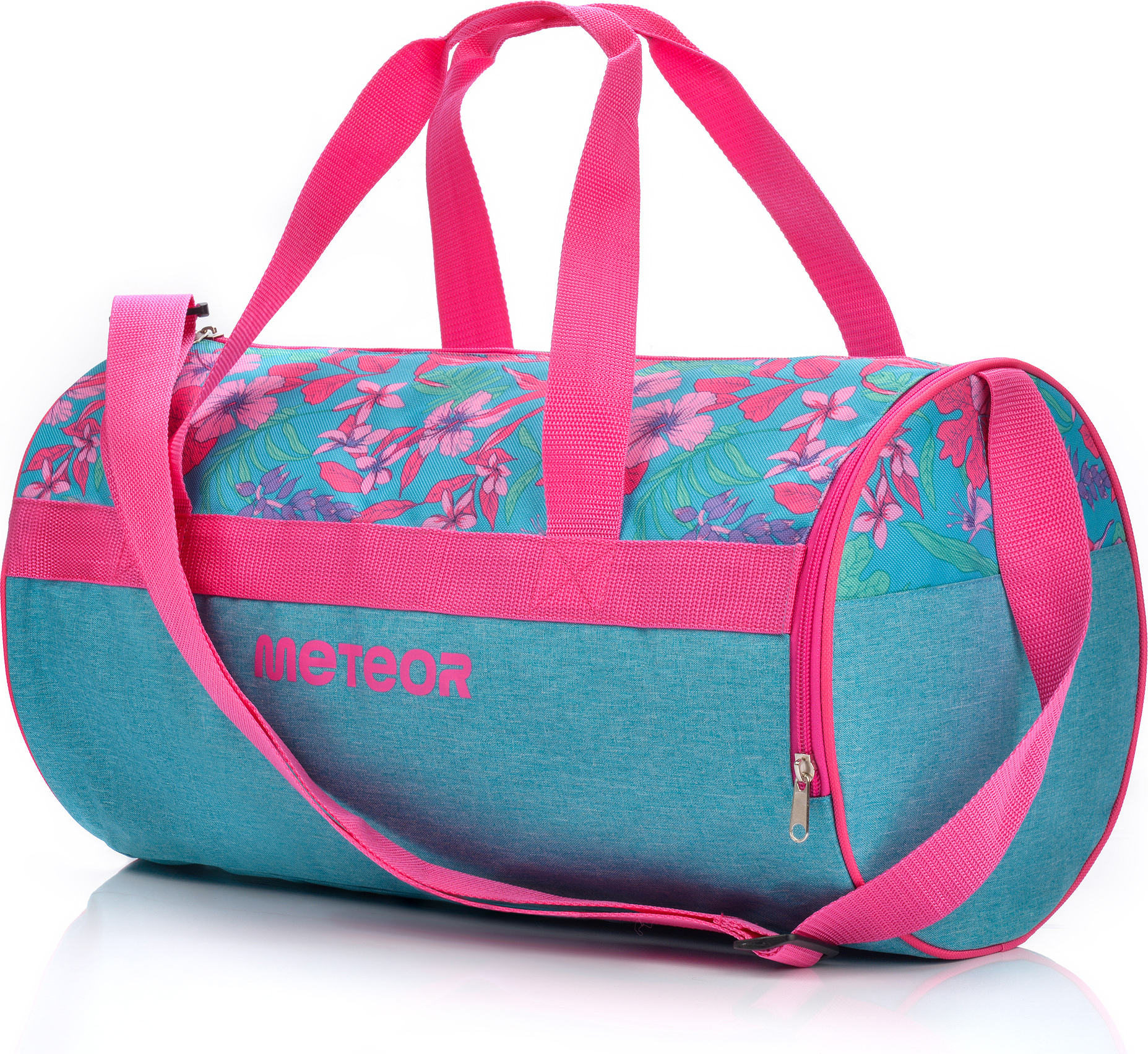 Sporttasche, Fitnesstasche, Trainingstasche Meteor Siggy 25L blau/rosa Blumen 10120