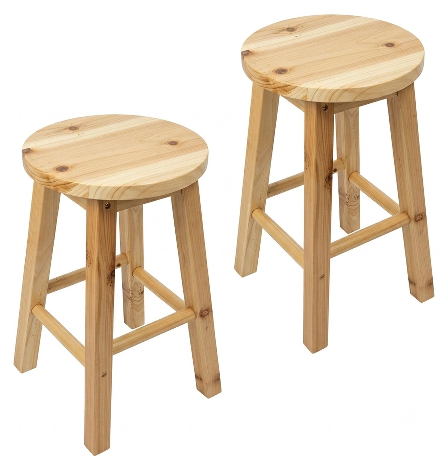 BEGRYF 2er Set Holzhocker aus Kiefer rund Natur 28 x 28 x 46 cm