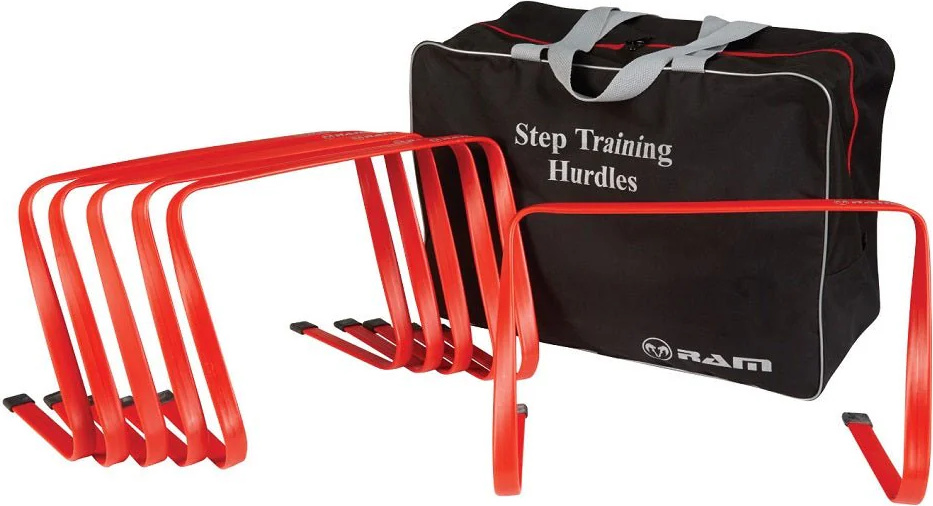 RAM Rugby Trainingshorden - Fitnesshindernisse - Mit Tragetasche - 10 Stück - Rot - 30 cm