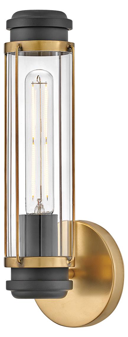 Hinkley Elstead Masthead Wandleuchte E27 Heritage Messing und Schwarz IP44 HK-MASTHEAD1-HBBK