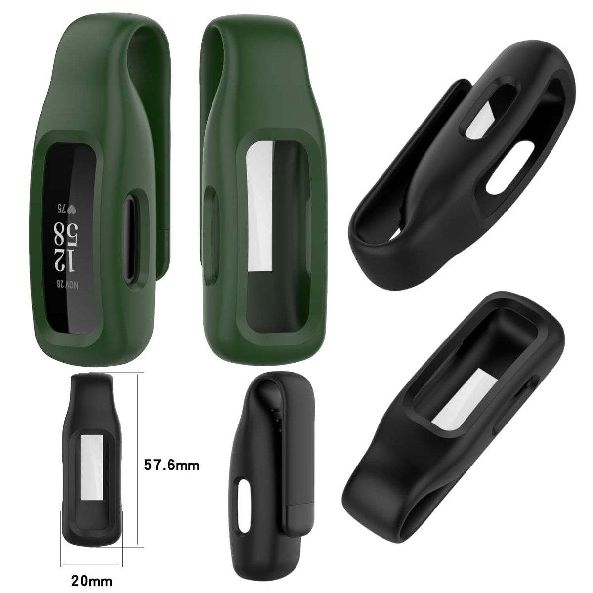 Pre Fitbit Inspire 3 Vysoko kvalitný plast / oceľ / TPU puzdro Clip Watch Smart Sport Case D-Green
