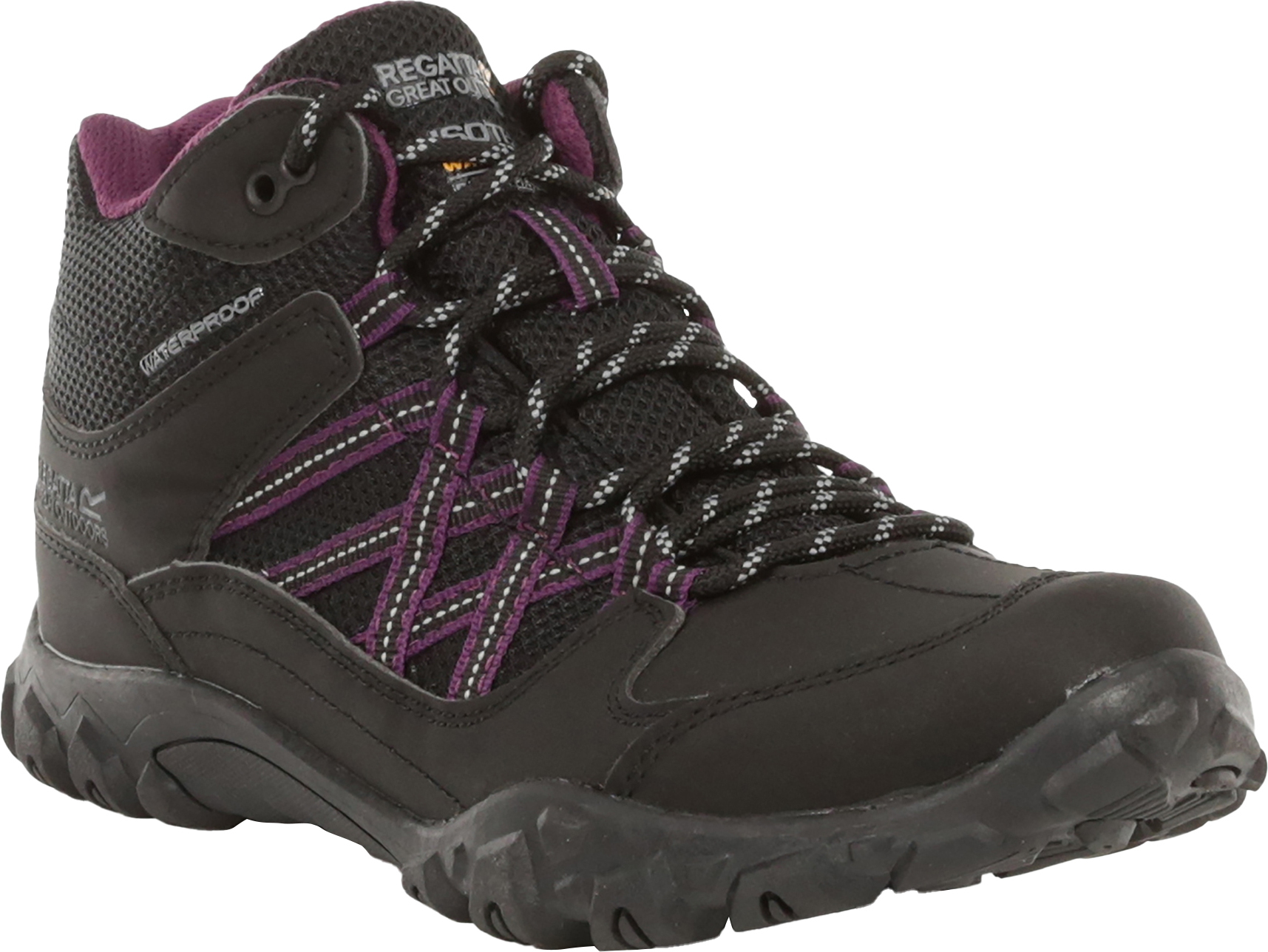 Regatta dámske turistické topánky Edgepoint vodotesné RG4575 (40 EU) (Black/Plum)