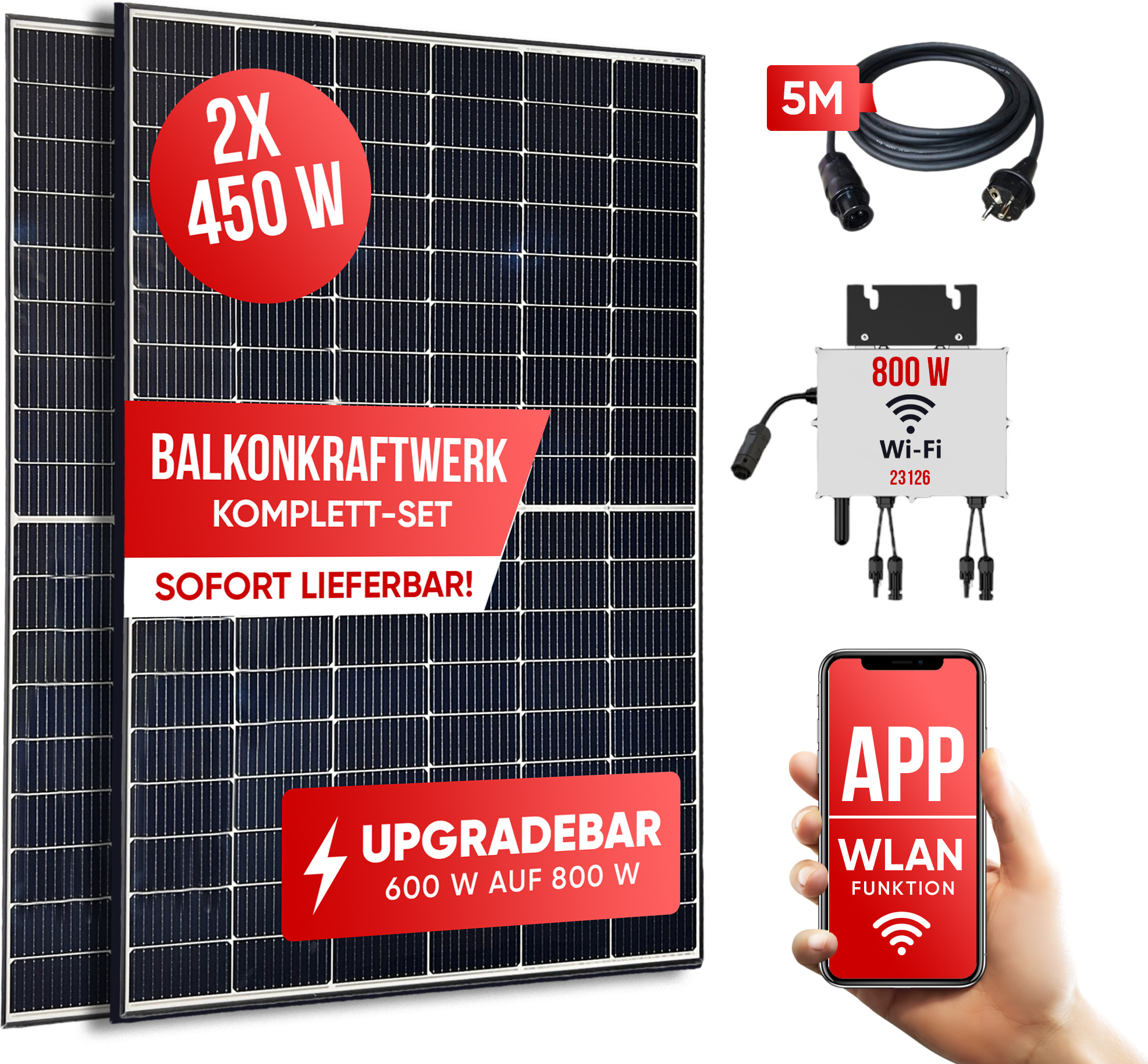 Balkonsolaranlage 900/800 W Solaranlage für Balkone
