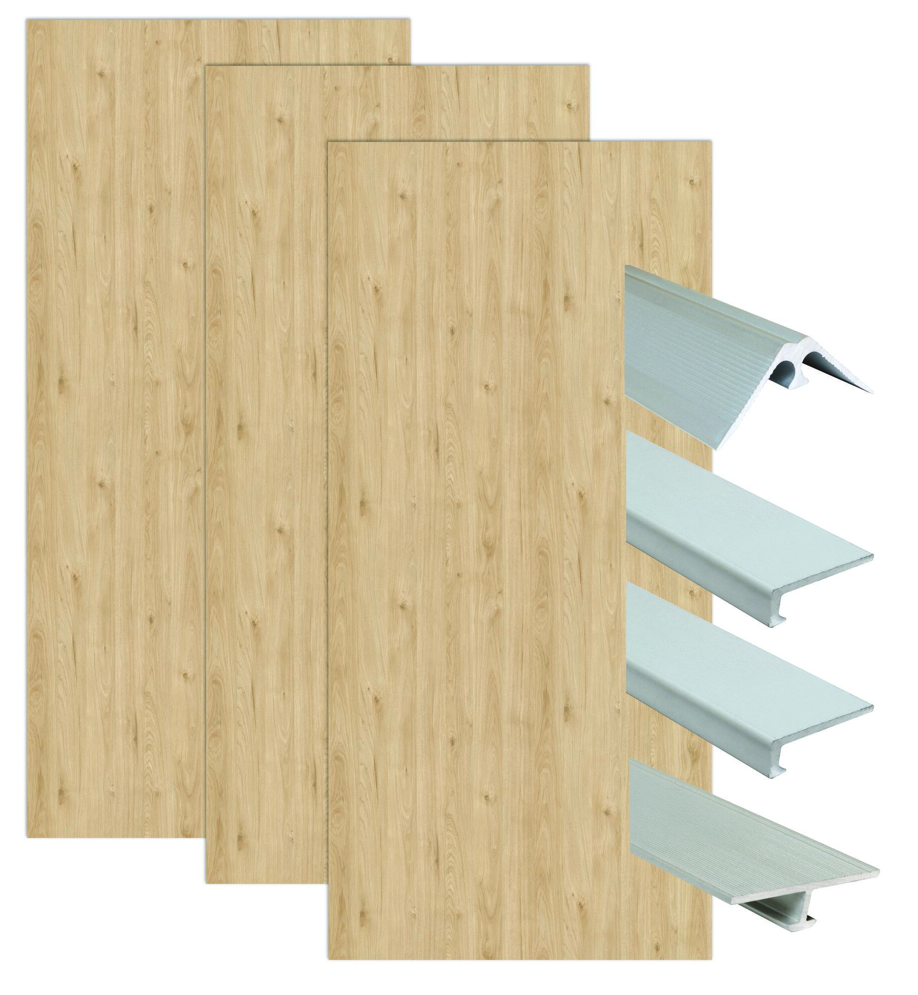 AYOR BATHROOM ONDEE ZEN – Komplettes Montageset für Wandpaneele aus Holz, 200 cm – inklusive verchromtem Profil KLML20CBOITRE