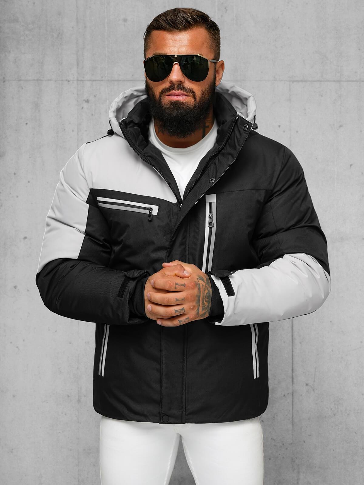 Herren Winterjacke Schwarz-Grau OZONEE JS/91M9903/92Z Xl/54