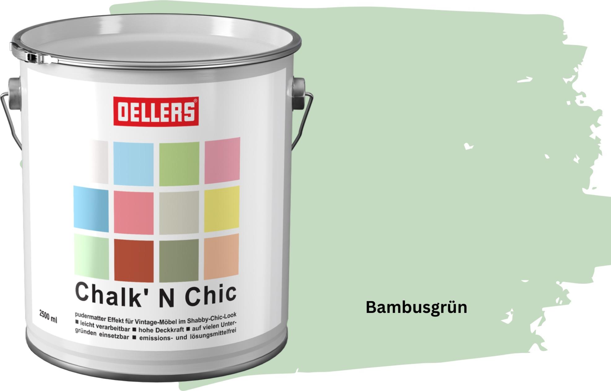 OELLERS creative OELLERS Chalk 'N Chic Kreidefarbe Bambusgrün 2,5 L matt – für Shabby-Chic-Look & Vintage-Stil auf Holz, Beton, Raufaser, Gipskarton uvm. chalk-2.5-bam