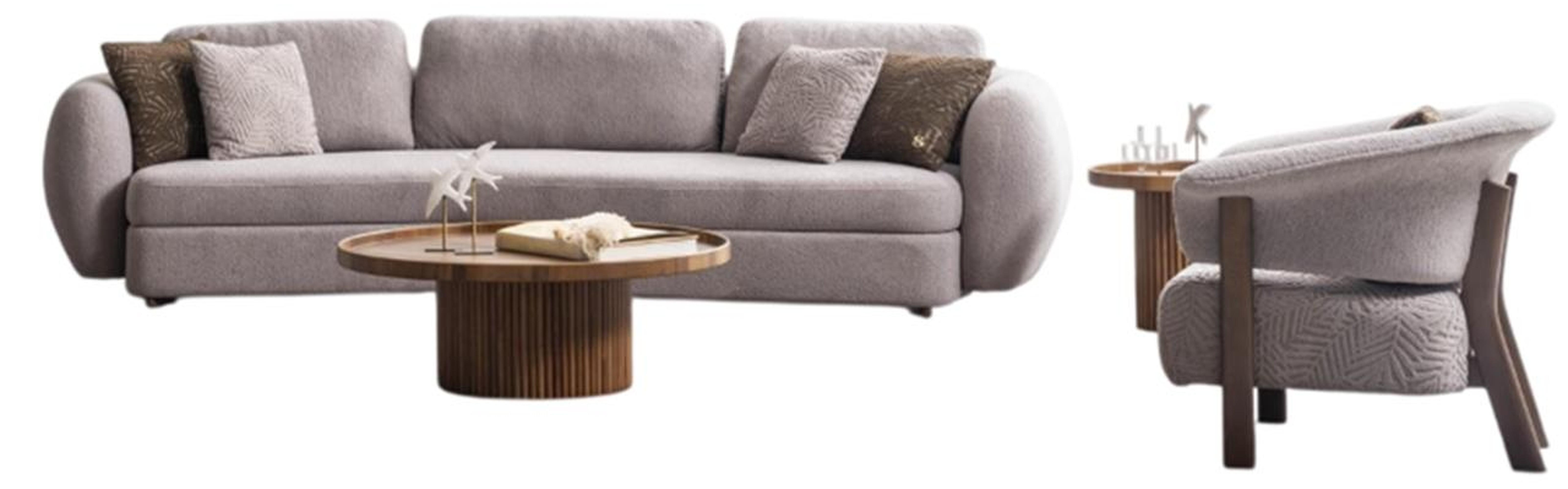 AEA Stilvolle Graue Sofagarnitur Stilvolles Sitzsofa Luxus Sessel Tische